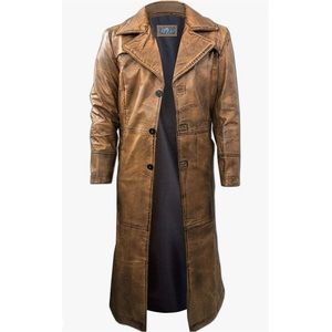 Leather trench coat for men